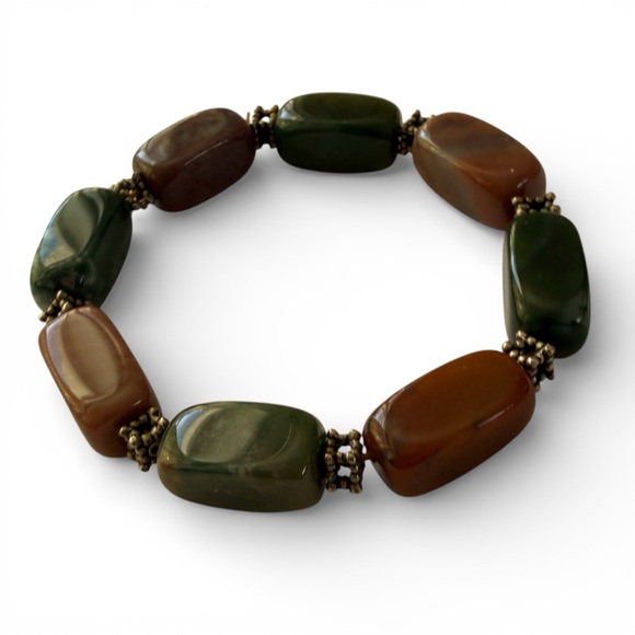Handcrafted Natural Semi‑Precious Stone Bracelet - Multicolored Stretch, 8" - Picture 4 of 12